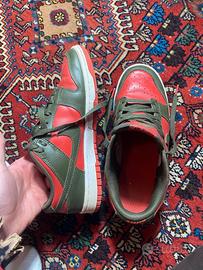 Sneakers Nike Dunk Low Verde Militare e Rosse 41