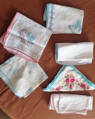 fazzoletti vintage anni 80 puffi peyo rose bambino