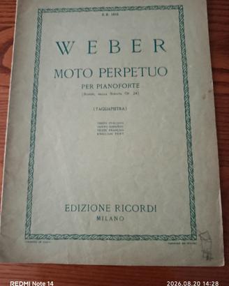 SPARTITO EDIZIONI RICORDI PER PIANOFORTE - WEBER
