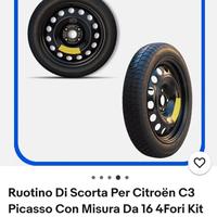 ruotino 4 fori disco 16 citroen picasso