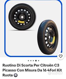 ruotino 4 fori disco 16 citroen picasso