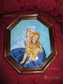 Pittura su vetro siciliana Madonna con Bambino