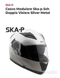 Casco Modulare SKA-P  Doppia Visiera Silver Metal 