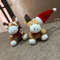 Set 2 portachiavi natalizi peluche renna e giraffa
