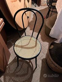 Sedia nera con seduta in paglia(pvc)