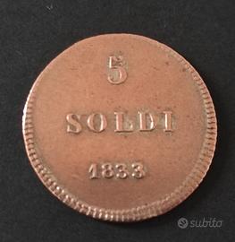  Moneta 5 soldi 1833 - Ducato di Lucca 