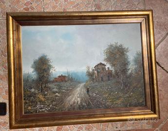 Quadri olio su tela e mezzo punto