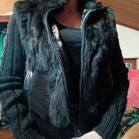 Giubbino in pelle e pelliccia lapin usato