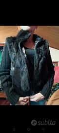 Giubbino in pelle e pelliccia lapin usato