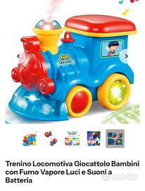 Trenino Locomotiva con fumo vapore luci e suoni