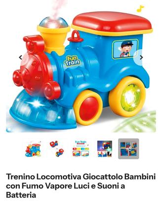 Trenino Locomotiva con fumo vapore luci e suoni