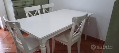 TAVOLO BIANCO E 4 SEDIE IKEA vers. INGATORP/INGOLF