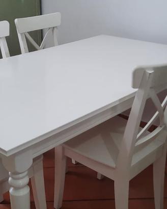 TAVOLO BIANCO E 4 SEDIE IKEA vers. INGATORP/INGOLF