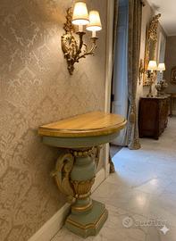 Console da ingresso veneziana antica a mezzaluna