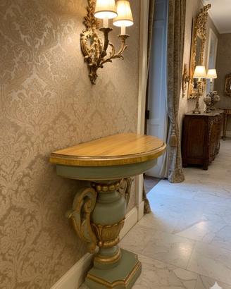 Console da ingresso veneziana antica a mezzaluna