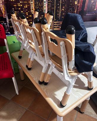 Set Set Tavolino per Bambini Regolabile con sedie