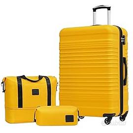 Set valigie COOLIFE giallo/nero ABS, TSA, 3 pezzi