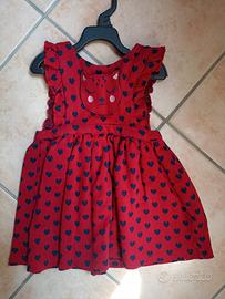 vestito bimba  rosso a cuori Blu 18 mesi