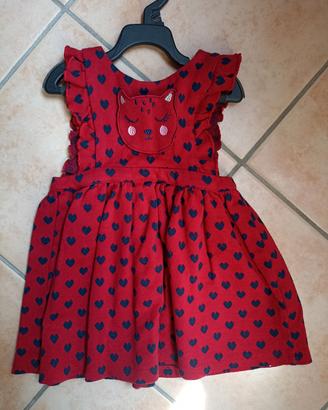 vestito bimba  rosso a cuori Blu 18 mesi