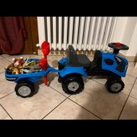 Trattore cavalcabile con rimorchio