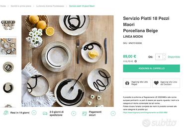 SERVIZIO 18 PIATTI TOGNANA MAORI NUOVO MAI USATO