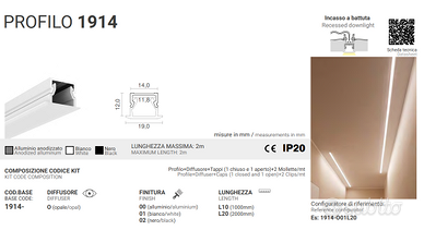 Profilo incasso per strisce ledled Elcom 1914