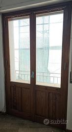porta finestra e finestra  in legno usata