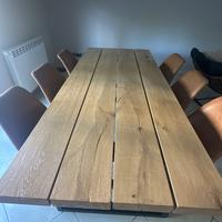 Tavolo da pranzo in legno massello di quercia L220