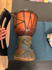 Tamburo Djembe Legno Decorato