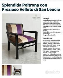 Poltrona  velluto San Leucio  anni 50 pezzo unico