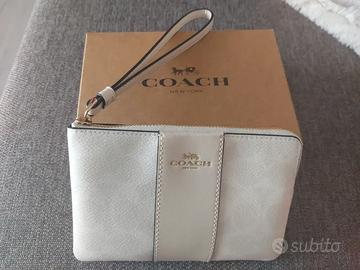 Coach Wristlet/Pochette in Pelle Color Crema