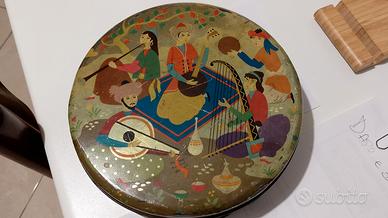 Scatola latta tonda Alemagna.