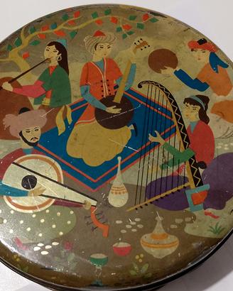 Scatola latta tonda Alemagna.