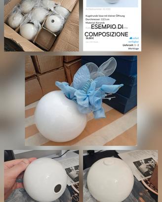 lotto stock 24pz vaso fiori ceramica ikebana bolla