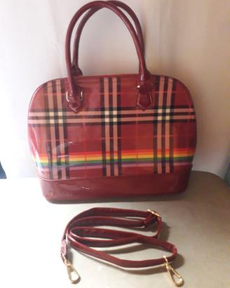 BORSA A MANO ROSSA SCOZZESE CON TRACOLLA
