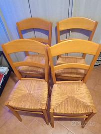Sedia 4pz legno massello paesana impagliate