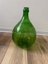 Vaso decorativo in vetro verde stile damegiana