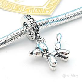 Charm argento 925 cagnolino palloncini party dog