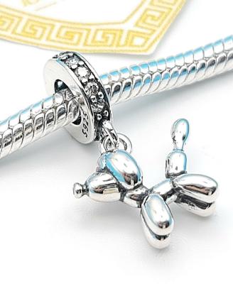 Charm argento 925 cagnolino palloncini party dog