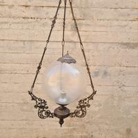 Lampadario soffitto una luce ferro con palla vetro