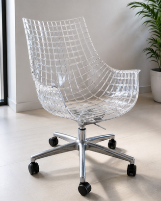 Sedia design trasparente con ruote