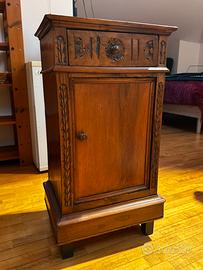 Comodino legno massello intagliato vintage