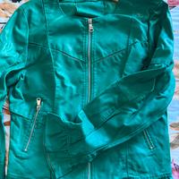 Giubbotto verde smeraldo in ecopelle Nuovo S-M