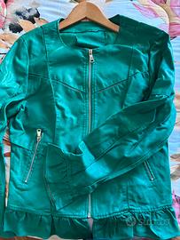 Giubbotto verde smeraldo in ecopelle Nuovo S-M