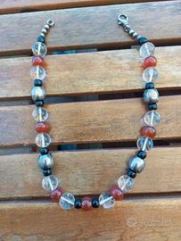 Collana anni 90 argento e pietre dure