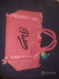 Borsa cotone robusto con frange fuxia Positano