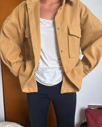Giacca-camicia scamosciata oversize cammello