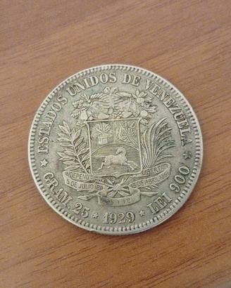 moneta 5 bolivares argento anni 1929