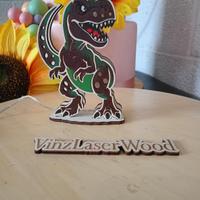 lampada dinosauro T-Rex in legno 