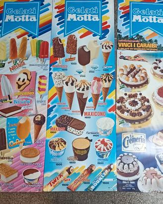 N.3 Tabella insegna gelati Motta 1994/95 in lire